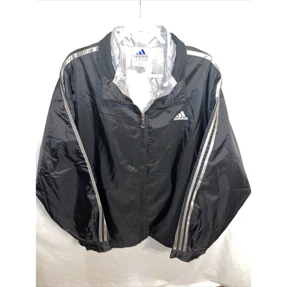 Adidas Men’s Vtg Y2K Jacket & Removeable Vest Size XL Black Outer Silver Inner - Picture 1 of 13